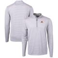 Men's Cutter & Buck Gray/White Minnesota Golden Gophers Big Tall Virtue Eco Pique Micro Stripe Recycled Quarter-Zip Pullover Top