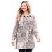 Plus Size Women's Snap Closure Easy Fit Knit Tunic by Catherines in Chai Latte Patchwork (Size 4X)