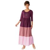 Plus Size Women's Colorblock Tiered Dress by Woman Within in Dusty Rose Colorblock (Size 2X)