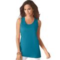 Plus Size Women's Scoopneck Tank by Roaman's in Deep Teal (Size M) Top 100% Cotton Layering A-Shirt