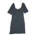Xhilaration Casual Dress - Mini V-Neck Short sleeves: Gray Stripes Dresses - Women's Size Medium