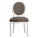 Camille Dining Chair - High Gloss White - Brushed Canvas Cast Slate