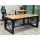 Xdustrial Series 71"W x 84"D Solid Wood Black Metal Frame L-Shaped Desk w/Electric Lift