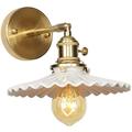 Biiiouu 1-Light Modern Vintage Wall Sconce with Ceramic Shade Brass Wall Light Up/Down Bathroom Wall Lights in Golden for Living Room & Kitchen - E27 Socket