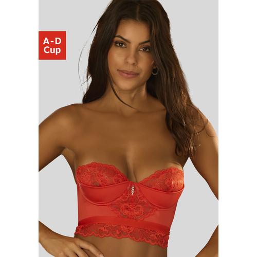 Corsage JETTE Gr. 85, Cup D, rot Damen Corsagen aus Spitze (anteilig recyceltem Polyamid), sexy Dessous