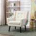 Accent Chairs for Bedroom, Modern Soft Velvet Arm Chair, Comfy Reading Tufted Upholstered Single Sofa for Living Room, Beige