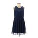 Pins and Needles Casual Dress - Fit & Flare: Blue Solid Dresses - Women's Size Medium