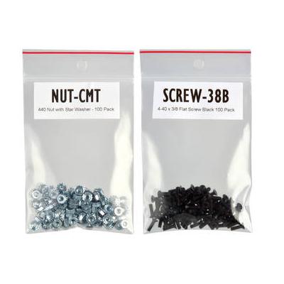 TecNec 38B Flat Head Screws with Nut & Washers Kit (Black/Stainless Steel, 100-Pac SCREW-38B