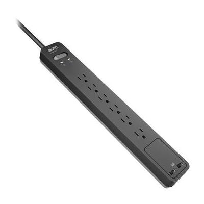 APC PE6U2 Essential SurgeArrest 6-Outlet Surge Protector with USB Charging (Bla PE6U2