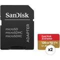 SanDisk 128GB Extreme UHS-I microSDXC Memory Card with SD Adapter (2-Pack) SDSQXAA-128G-AN6MA