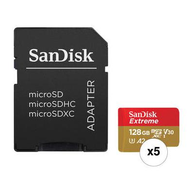 SanDisk 128GB Extreme UHS-I microSDXC Memory Card with SD Adapter (5-Pack) SDSQXAA-128G-AN6MA