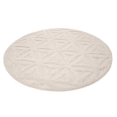 Outdoorteppich ESPRIT "Shake, ESP54232", beige (creme beige), H:2mm Ø:200cm, Polypropylen (PP), Teppiche, Hoch-Tief-Effekt, Blume des Lebens - Motiv, uni, robust, Terrasse Image