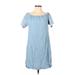 Athleta Casual Dress - Shift Boatneck Short sleeves: Blue Print Dresses - Women's Size Small