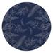 Blue/White 60 x 60 x 0.08 in Area Rug - KAVKA DESIGNS Round Fern Round 5' Cotton Area Rug Cotton | 60 H x 60 W x 0.08 D in | Wayfair