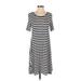 Ann Taylor LOFT Casual Dress - Shift Scoop Neck Short sleeves: White Color Block Dresses - Women's Size Small