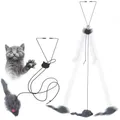 Cat Mouse Toy Interactive Cat Toy Hanging Door Retractable Toy Cat Scratch Rope Funny Cats Feather