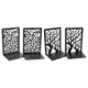 1 Pair Book Ends Hollow Out Bookend Supports Stable Black Stand Iron Metal Bookends for Folders