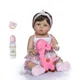 NPK 47CM newborn bebe doll reborn baby girl doll in tan skin full body silicone Bath toy dolls gift