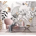 Custom Wallpaper Mural Abstract Line Drawing Tropical Rainforest Plants Bedroom Living Room