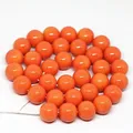 Fashion high quality orange baking paint glass round loose beads 4 6 8 10 12 14mm women hot sale