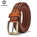 Men Genuine Leather Braided Belts Webbing High Quality Hand Vintage Belts for Men Gold Pin Buckle