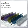 NATUHANA Colored Lashes Extension Blue/Lavender/Red/Green/Gray Individual Natural False Mink