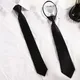 Black Simple Clip on Tie Security Tie JK Uniform Shirt Suit Neckties Steward Matte Funeral Lazy Neck
