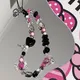 Y2K Phone Chain Key Hanging Women Wrist Jewelry Candy Love Heart Beaded Cellphone Chain Charm