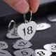heart-shaped Arabic Numerals Keyring Stainless Steel Figure Keychain Dog Tag Lucky Number Hangtag