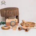 5pcs Outdoor Adventure Set Wooden Toys Wooden Camera Magnifying Glass Telescope Compass Wooden