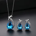 Mode Silber Farbe Halskette Ohrringe Zirkonia Schmuck Sets Elegante Kristall Zirkon Schmuck Frauen
