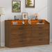 Orren Ellis Vikky 6 Drawers Dresser w/ Power Outlet, Chest of Drawers w/ LED Light, Modern Dresser Organizer Wood in Brown | Wayfair