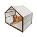 Geometric Pet House Digital Hightech Style Fractal Square in Various Size Urban Outdoor & Indoor Portable Dog Kennel with Pillow and Cover 5 Sizes Pale Orange Dark Blue by Ambesonne