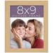 8X9 Frame Beige Real Wood Picture Frame Width 0.75 Inches | Interior Frame Depth 0.5 Inches | Natural Traditional Photo Frame Complete With UV Acrylic Foam Board Backing & Hanging Hardware