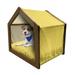 Vintage Yellow Pet House Traditional Polka Dot Pattern Traditional European Spotty Retro Design Outdoor & Indoor Portable Dog Kennel with Pillow and Cover 5 Sizes Yellow and White by Ambesonne