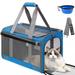 Cat Carrier Pet Carrier for Large Cats Soft-Sided Cat Carrier with a Bowl/Front Storage Bag for Small Medium Cats Dogs up to 20lbs Collapsible Car Travel Cat Carrier TSA Approved(Blue)