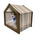 Geometric Pet House Square Shapes with Lines Rhombus Geometric Design Elements Outdoor & Indoor Portable Dog Kennel with Pillow and Cover 5 Sizes Grey Almond Green by Ambesonne