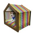 Floral Pet House Vibrant Flowers in Rainbow Colors Striped Repeating Pattern Energetic Composition Outdoor & Indoor Portable Dog Kennel with Pillow and Cover 5 Sizes Multicolor by Ambesonne