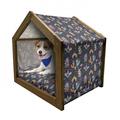 Adventure Cartoon Pet House Camping Concept of Wild Forest Animals Animals Moose Fox Deer and Bear Outdoor & Indoor Portable Dog Kennel with Pillow and Cover 5 Sizes Multicolor by Ambesonne