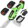 Hedge Trimmer Cordless Electric Hedge Shears Garden Grass Shears Battery Hedge Shears for Lawn Edge 2 in 1 Small Weed Trimmer with 2 Pack Li-Ion Battery and Charger for Shrub Garden Lawn and Pruning
