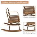 HOMEFAN Outdoor Patio Rocking Chair 2-Person wooden Rocking Chair with Star Design Outdoor/Indoor Rocking Chair Patio Rocking Chair with Wide Curved Seats for Patio Backyard Garden charcoal color