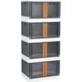 Storage Bins with Lids - Collapsible Storage Bins Plastic Storage Bins for Closet Organizer Folding Storage Box Stackable Toy Storage Bins Containers for Organizing Storage Box with Door