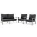 LeisureMod Walbrooke Modern 3-Piece Outdoor Patio Set with Grey Aluminum Frame and Removable Cushions Loveseat and Set of 2 Armchairs for Patio and Backyard Garden (Charcoal)