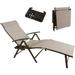 Cozy Aluminum Beach Yard Pool Folding Reclining Adjustable Chaise Lounge Chair With Drink Holder Assembled. Weather Free(1 Pack Beige)