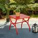 Outdoor Patio Side Table Square End Table Small Portable Bistro Coffee Table With Metal Frame And Slat Top Red