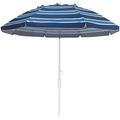 Beach Umbrella For Sand Wind Portable: 7FT Arc Length 6.5FT Diameter Heavy Duty Wind Resistant Striped Large Umbrellas UV 50 Parasol With Anchor Adjustable Tilting Pole 8 Ribs Carry Bag Lightwei