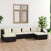 6 Piece Patio Set with Cushions Poly Rattan Black