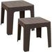 Patio Side Table - Set Of 2 Tables - Indoor/Outdoor Plastic Accent Furniture For Deck Balcony Garden Yard Porch Backyard And Sunroom - 18-Inch Square - Brown