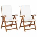 Anself Reclining Patio Chairs with Cushions 2 pcs Solid Teak Wood