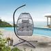 Unique Choice Foldable Wicker Hanging Egg Chair With Stand Rattan Swing Hammock Egg Chair Chair with Cushion and Pillow Grey